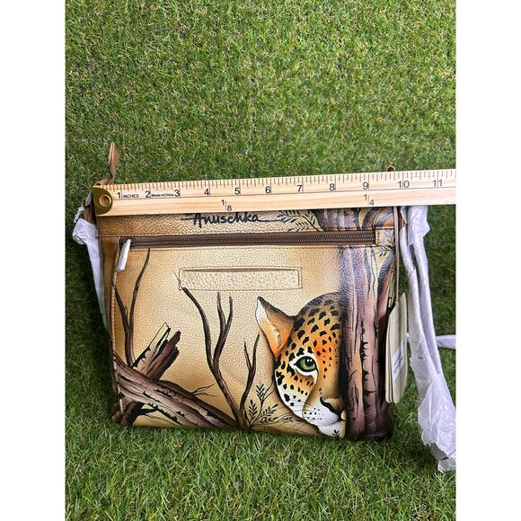 Anuschka Hand Painted Leopard‎ Leather Crossbody Organizer NWT - Picture 8 of 12